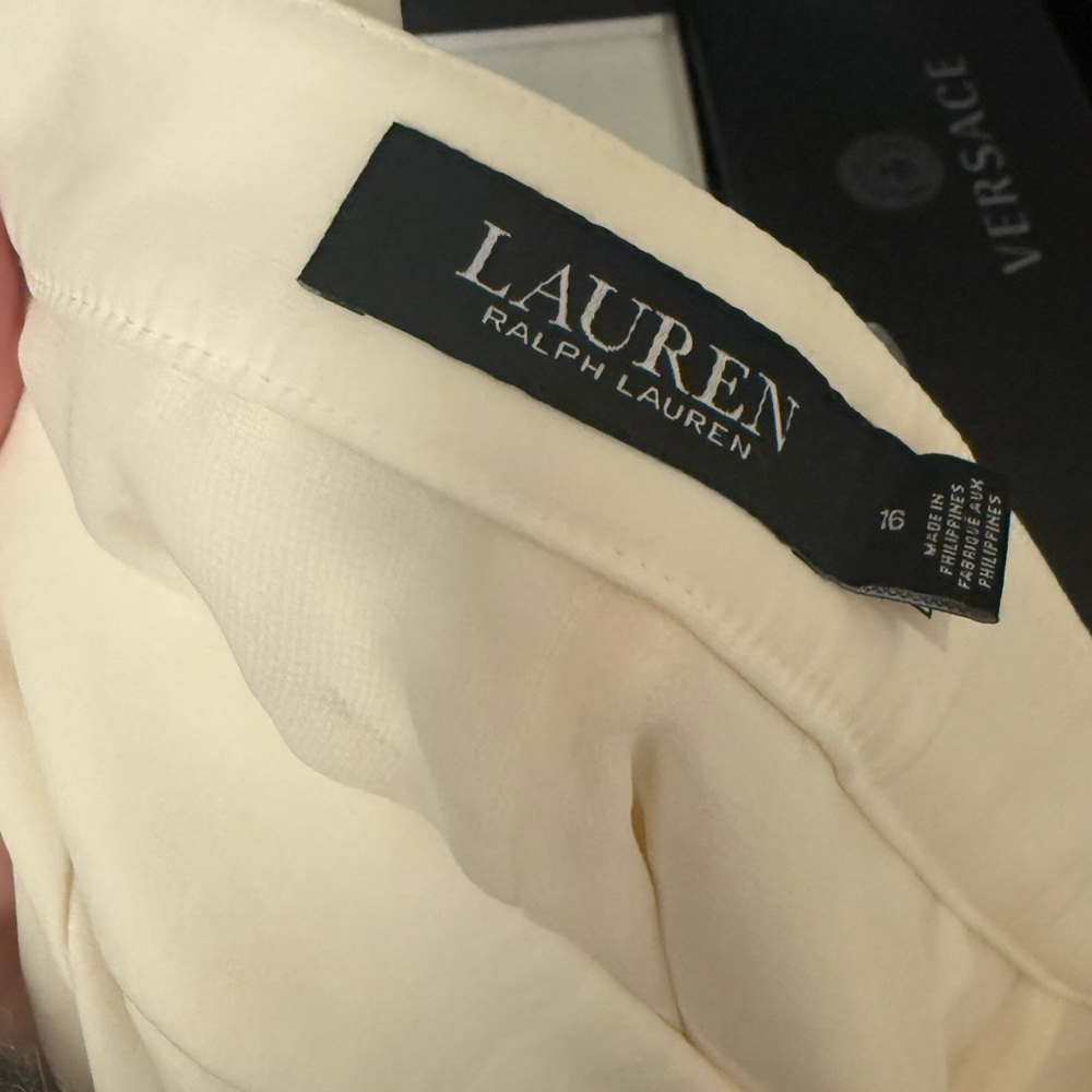 Black label Lauren by Ralph Lauren Cream Wide Leg Pants - Picture 5 of 9